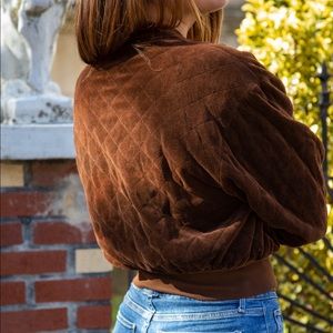 Brown quilted bomber